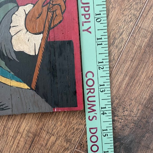 Vintage Hand-Painted Colonial American Folk Wall Art Portrait 1960s Primitive - Picture 3 of 5